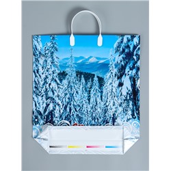 Пакет подарочный новогодний «Саяны», полиэтиленовый с пластиковой ручкой, 40×44 см
