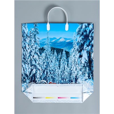 Пакет подарочный новогодний «Саяны», полиэтиленовый с пластиковой ручкой, 40×44 см