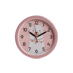 Будильник «Альпака», плавный ход, d=15 см, розовый