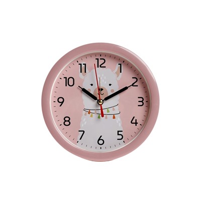 Будильник «Альпака», плавный ход, d=15 см, розовый