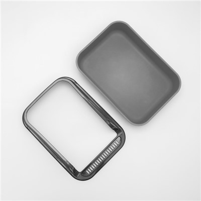 Туалет с прозрачными бортами с совком и фильтром, 40×28×16 см, серый