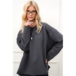 Женский лонгслив оверсайз из футера двухнитки Happyfox