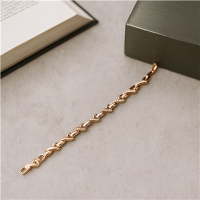 Браслет на руку коллекция "Xuping", покрытие позолота, вставка: цирконы, цвет: прозрачный, арт.007.113