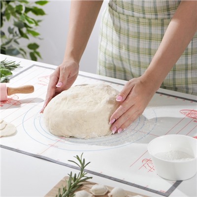 Коврик для выпечки и раскатки теста с разметкой Доляна, армированный, силикон, 60×40.5 см