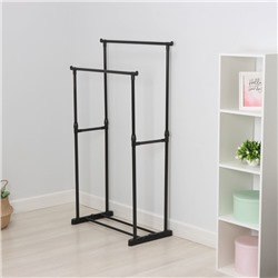 Вешалка - стойка напольная для одежды LaDо́m, двойная, телескопическая, 80×42×90(150) см, чёрная