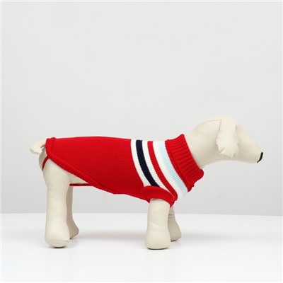 Свитер «Полоски», размер M, ДС 26, ОШ 26, ОГ 28-46 см, красный