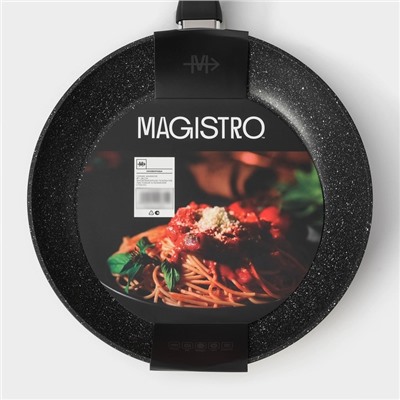 Сковорода Magistro Warrior, d=28 см, h=5.3 см, кованый алюминий, ручка soft-touch, антипригарное покрытие, индукция, чёрная