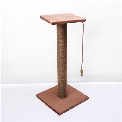 Когтеточка с высоким и толстым столбиком и площадкой, джут, 40×40×84 см, микс цветов