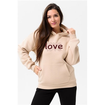 8518 Толстовка женская оверсайз (Бежевый_3 лав)