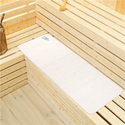 Коврик - лежак для бани и сауны «С лёгким паром», шерсть, полиэстер, белый, «Добропаровъ»