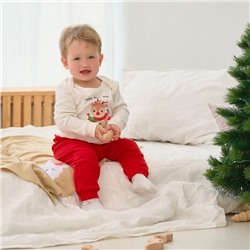 Костюм детский (джемпер, брюки) «Крошка Я. Новогодние зверята», рост 62-68 см, красный, белый