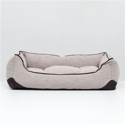 Лежак с подушкой и кантом ФЬЮЖЕН-ЛАЙТ №1, 55×40×18 см, рогожка, экокожа, синтепух