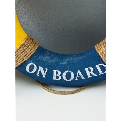 УЦЕНКА Декор настенный, панно спасательный круг с бечевкой Welcome on board, якоря, 7×50×50 см, разноцветный