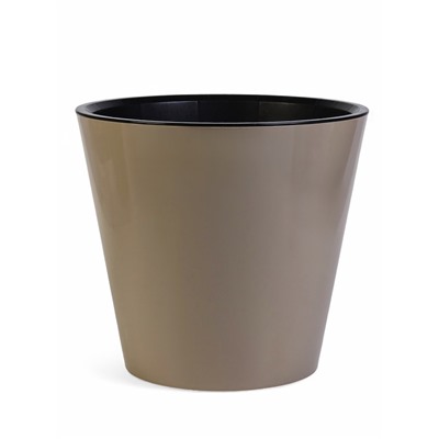 Кашпо для цветов с дренажной вставкой Rosemary, 16 л, d=33 см, пластиковое, на колёсиках, бежевое