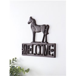 Фигурка настенная «Конь - Welcome», декор чугун, 20.5×0.8×18 см