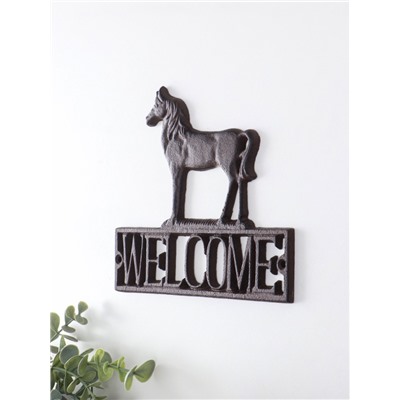 Фигурка настенная «Конь - Welcome», декор чугун, 20.5×0.8×18 см