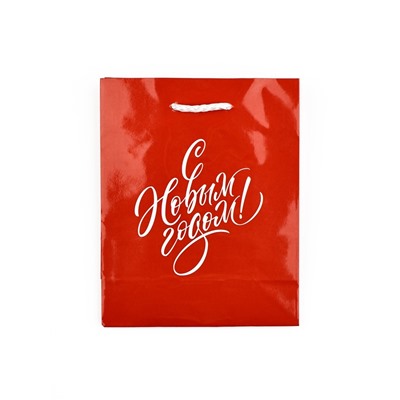 Пакет подарочный новогодний ламинированный «С Новым годом», S 15×12×5.5 см