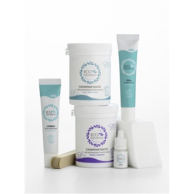 Набор для депиляции: Сахарная паста 250 г х2, полоски, шпатели, гель до и после депиляции