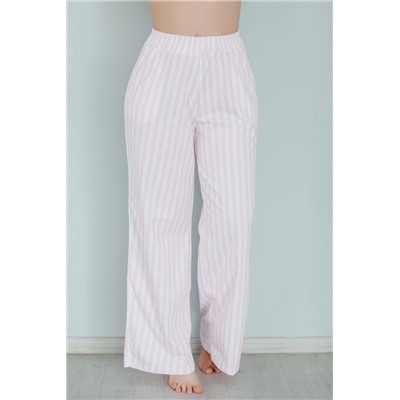 Брюки палаццо домашние широкие красная клетка (Полоса розовая)