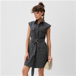 Платье мини женское MINAKU: Safari, графит, размер 42