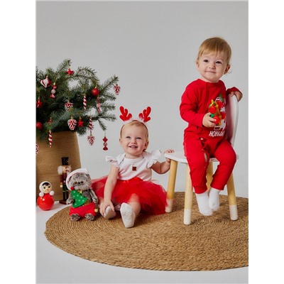 Набор для фотосессии «Крошка Я. Рождественский олененок»: юбка и ободок, красный, рост 68-92 см