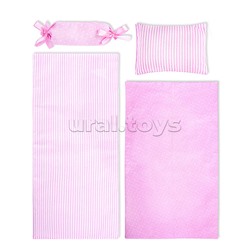 Постельное бельё розовое в горошек для куклы бебиборн