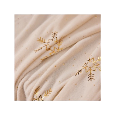 Плед «Этель. Золотые снежинки», 180×200 см, корал-флис, белый