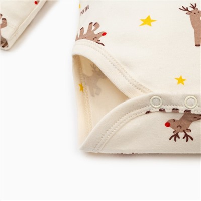 Боди детское «Крошка Я» Mery Xmas, рост 80-86 см, бежевое