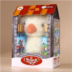 Подарочный набор новогодний детский «С Новым Годом»: пена для ванны 2×100 мл и мягкая игрушка утёнок, Чистое счастье