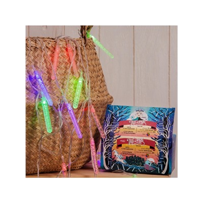 Гирлянда «Нить» 5 м с насадками «Сосульки с пузырьками», IP20, прозрачная нить, 20 LED, свечение мульти (RG/RB), мигание, 220 В