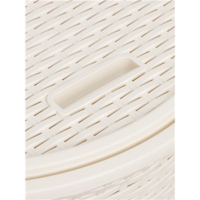 Корзина для белья угловая с крышкой «Ротанг», 60 л, 40.5×40.5×57 см, слоновая кость