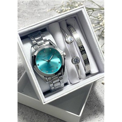 Подарочный набор для женщин часы, 2 браслета + коробка #22853315