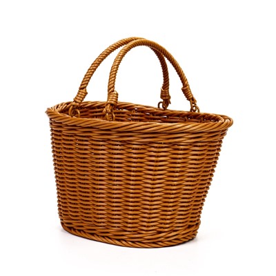 Корзина плетёная для хранения, 25×19×15 см, ручка h=17 см, пластиковая, коричневая