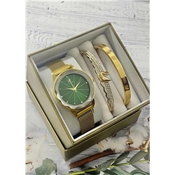 Подарочный набор для женщин часы, 2 браслета + коробка #22853277
