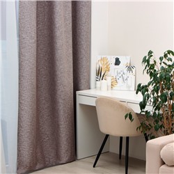 Штора блэкаут портьерная «Этель» Natural, 250×265 см, серая, рогожка 275 г/м²