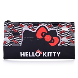 Пенал плоский "Hello Kitty" Размер: 20,5*10,8 см. Изготовлен из полиэстера, 210 ден. Имеется одно основное отделение на молнии. Предназначен хранения, канцелярских принадлежностей и прочих мелочей,  может использоваться в качестве необольшой косметички