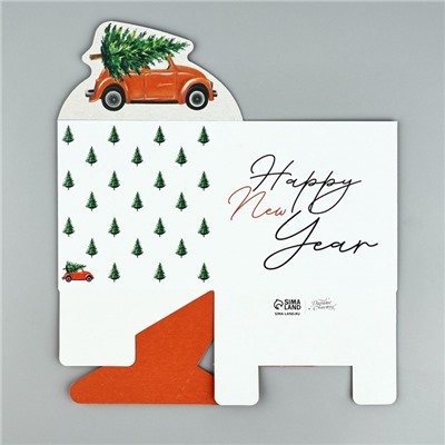 Коробка новогодняя для мини-букетов Happy New Year, 12×17×10 см, Новый год