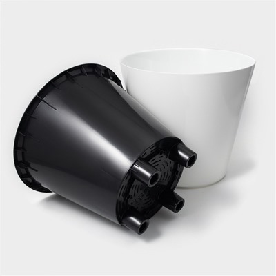 Кашпо для цветов со вставкой Rosemary, 16 л, d=33 см, белое