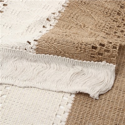 Дорожка «Этель. Сканди узор», коричневая, 32×150 см, 50% хлопок, 50% лён