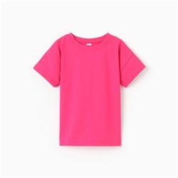 Футболка для девочки со спущенным плечом, цвет фуксия, рост 104 см