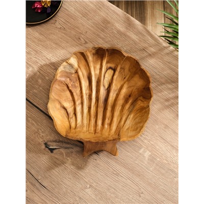 Тарелка «Морская раковина», 25×25×5 см, дерево Джати, коричневая