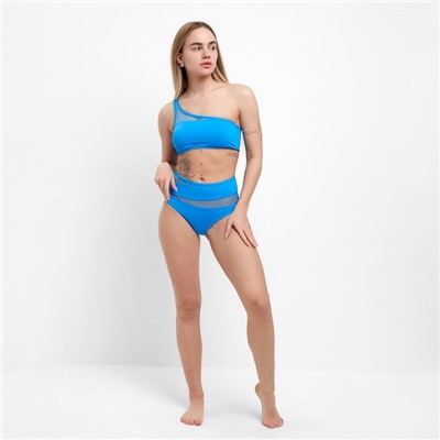 Купальник раздельный на одно плечо женский, размер 50, голубой (44)