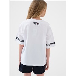 Комплект трикотажный для девочек: фуфайка (футболка), шорты