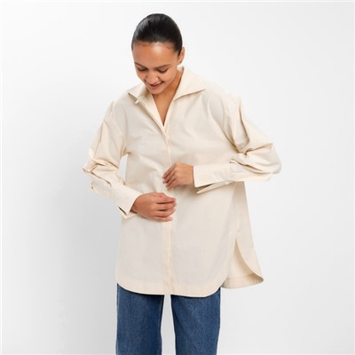 Рубашка женская с рукавами фонариками MINAKU: Casual Collection, размер 48, цвет молочный