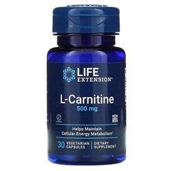 Life Extension, L-карнитин, 500 мг, 30 вегетарианских капсул