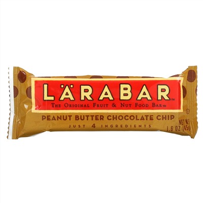 Larabar, The Original Fruit & Nut Food Bar, Peanut Butter Chocolate Chip, 5 Bars, 1.6 oz (45 g) Each