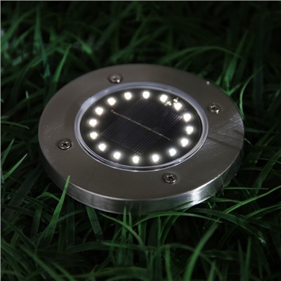 Садовый светильник, уличный, на солнечной батарее, 16 LED, свечение тёплое белое