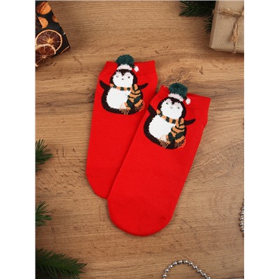 Носки р. 35-40 Новый год короткие / L815 /уп 10/400/1200/ ОДНА ПАРА/ МАРКА