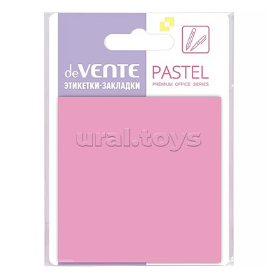 Самоклеящиеся этикетки-закладки "Pastel" пластиковые полупрозрачные, 76x76 мм, 50 листов, розовые