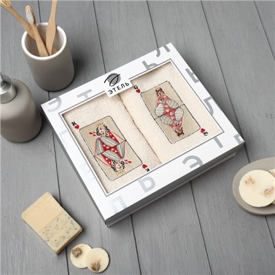 Полотенца махровые «Любовная пара», 35×60 см - 2 шт., хлопок 100%